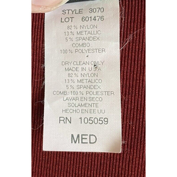 Xscape Blouse Womens Medium Flared Sleeve Pullover Twist Knot Red Sparkle Top - Picture 11 of 15